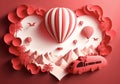 Heart Shaped Romance Travel banner for Valentines and Honeymoon travel concept, Generative AI