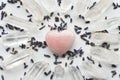 Heart Shaped Rose Quartz Crystal and Clear Quartz Royalty Free Stock Photo