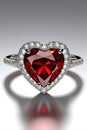 Heart Shaped Ruby Ring Close up,Generative AI Royalty Free Stock Photo