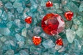 Heart shaped ruby red diamond on raw Ruby Gemstone Royalty Free Stock Photo
