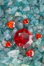 heart shaped ruby red diamond on raw Ruby Gemstone Royalty Free Stock Photo