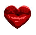 Heart Shaped Ruby Red Lips Royalty Free Stock Photo