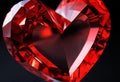 A heart-shaped ruby with reflective faceted surface at pure black background decorative illustration Royalty Free Stock Photo