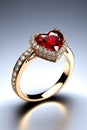 Heart Shaped Ruby Diamond Ring Close up,Generative AI Royalty Free Stock Photo