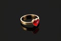 Heart Shaped Ruby Gold Ring Close up,Generative AI Royalty Free Stock Photo