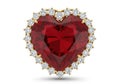 Heart-shaped ruby ring with diamond border Royalty Free Stock Photo