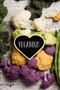 Raw vegetables and text veganism