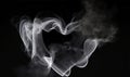 Heart shaped smoke in plain black background. Generative AI