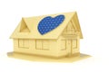 Heart shaped solar panel on house