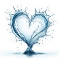 Heart-shaped splash of water isolated on white Royalty Free Stock Photo