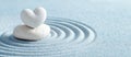 Zen Garden with Heart Shaped Stone for Love and Balance Royalty Free Stock Photo