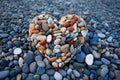 heart shaped stone on the beach illustration. Generative AI Royalty Free Stock Photo