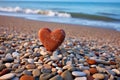 heart shaped stone on the beach illustration. Generative AI Royalty Free Stock Photo