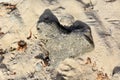 Heart Shaped Stone Impression on a Beach Royalty Free Stock Photo