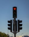 Heart-Shaped Stoplights in Akureyri Royalty Free Stock Photo