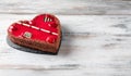 Heart shaped strawberry cake Royalty Free Stock Photo