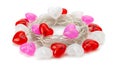 A string of red and white heart shaped lights (ai generated) Royalty Free Stock Photo