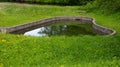 Heart-shaped swimming pool in the morning on the territory of Yaropoletskaya HPP