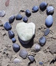 Heart Shaped Symbol Made Of Small Stones On Crete Beach, Greece Royalty Free Stock Photo