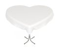 Heart-shaped table with cloth, with clipping path