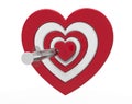 Heart shaped target and syringe, 3d rendering Royalty Free Stock Photo