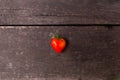 Heart shaped tomato on the wooden background