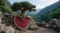 Heart shaped tree roots nature scene Royalty Free Stock Photo