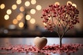 A heart shaped tree sitting on top of a table created with generative AI technology Royalty Free Stock Photo