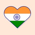 Heart-shaped tricolor India Independence flat design