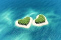 Heart-shaped tropical island in mid-ocean.