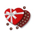 Heart shaped valentine`s chocolates. Gift box. Valentines day present. Vector