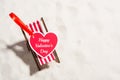 Greeting card hearts and a small chaise lounge Royalty Free Stock Photo