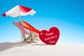 Greeting card hearts and a small chaise lounge Royalty Free Stock Photo