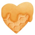 Heart shaped waffle with honey dipping clipart, Watercolor dessert illustration