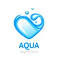 Heart-shaped water. Aqua logo. Design concept of clean water. Vector illustration