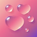 Heart shaped water drops on colored background Royalty Free Stock Photo