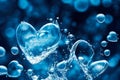 Heart-shaped water stream with bubbles, drops, splashes. Valentine& x27;s day concept. Generative AI Royalty Free Stock Photo
