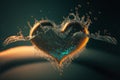 Heart-shaped water stream with bubbles, drops, splashes. Valentine& x27;s day concept. Generative AI Royalty Free Stock Photo