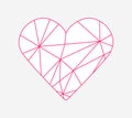 Heart shaped web. Weave of pink threads in figure. Confusion. Broken heart in pieces. Breakup of relationships. Isolated Royalty Free Stock Photo