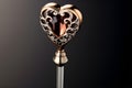 Heart-shaped wine bottle stopper with crystal detailing. AI Generated