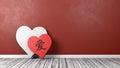 Heart Shapes with Chinese Character Against Wall Royalty Free Stock Photo