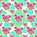 Heart Shapes with Flowers Motif Pattern