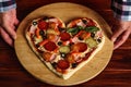 Heart shapes pizza