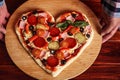 Heart shapes pizza