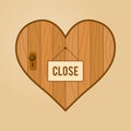 Heart Shapped Wooden Door With Close Hanging Sign