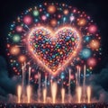 71 46. Heart shells_ Large, spherical fireworks that e Royalty Free Stock Photo