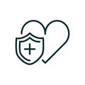 Heart shield protection medical icon line