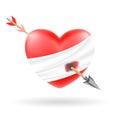 Heart shooted by a bow arrow vector Royalty Free Stock Photo