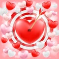 Heart shooted by a bow arrow vector Royalty Free Stock Photo