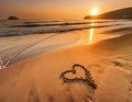 Heart on the Shore: Romantic Sand Message Royalty Free Stock Photo